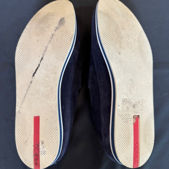 Prada Navy Suede Loafer Shoes